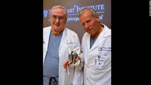 Drs. Bud Frazier (left) and Billy Cohn with ventricular assist devices. On March 10, 2011, Drs. Bud Frazier and Billy Cohn implanted the 2 approved devices manufactured by  Thoratec into 55-year-old Houstonian Craig A. Lewis. These devices were used in a last attempt to save his life.