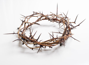 Crown of thorns on a white background Easter religious motif commemorating the resurrection of Jesus- Easter