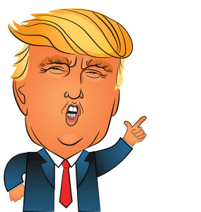 Dec. 28, 2015. Character portrait of Donald Trump giving a speec