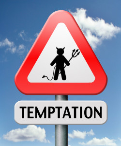 temptation resist from devil lose bad habits by self control road sign with text