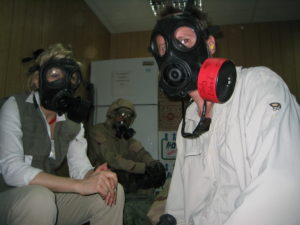 jody diane eldred with masks in Iraq