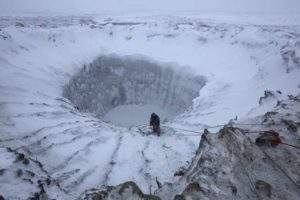 crater with ice and snow
