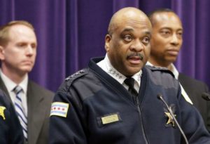 Chicago Police Department Superintendent Eddie Johnson speaks during a news conference in Chicago