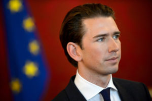 VIENNA, AUSTRIA - OCTOBER 17: Austrian Foreign Minister and leader of the conservative Austrian People's Party (OeVP) Sebastian Kurz speaks to media after a meeting with Austrian President Alexander Van der Bellen following parliamentary elections on October 17, 2017 in Vienna, Austria. The OeVP won Sunday's elections with the Social Democrats (SPOe) of Chancellor Kern finishing second and the right-wing Austria Freedom Party (FPOe) a strong third. Kurz, aged 31, will likely become the next Austrian chancellor. Kurz led his election campaign by following an anti-immigrant campaign with content very similar to that of the FPOe. (Photo by Thomas Kronsteiner/Getty Images)